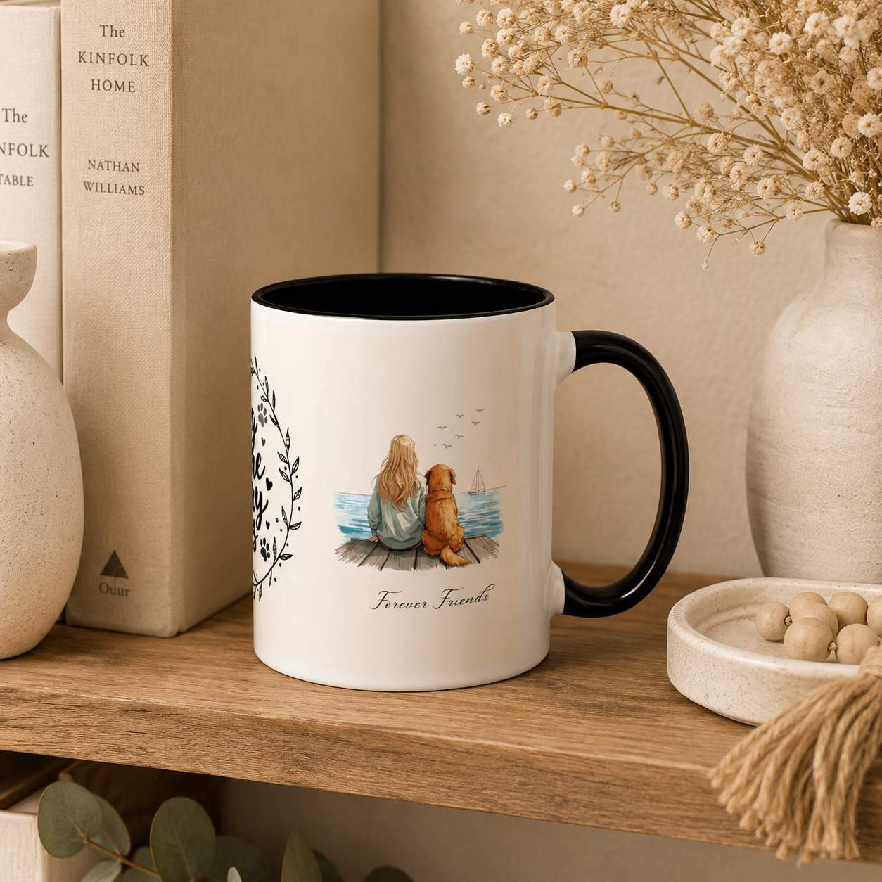 Wag More, Worry Less Dog Lover Coffee Mug — 'Forever Friends' Accent Ceramic Mug (11/15oz)