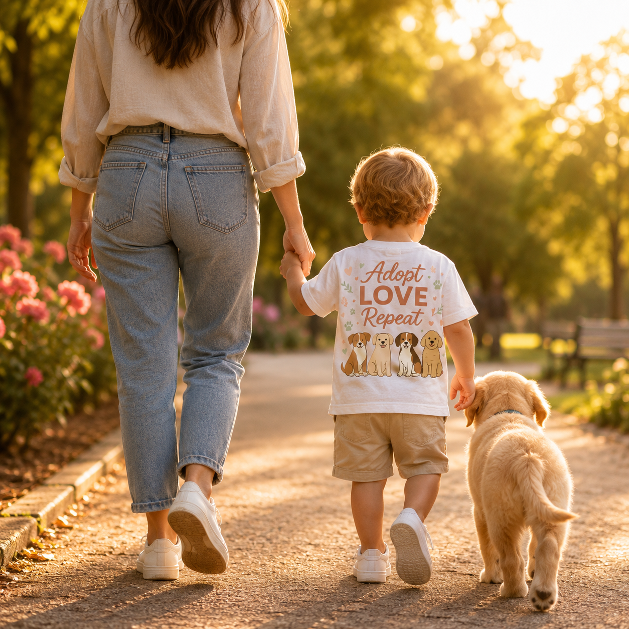 Toddler Tee — "My Therapist Has Four Legs" / "Adopt Love Repeat" Puppy Rescue Shirt