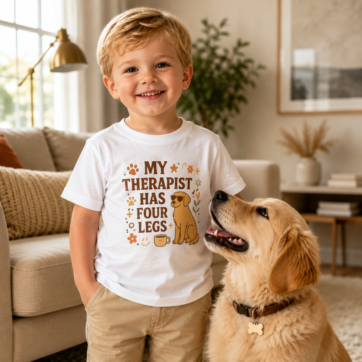 Toddler Tee — "My Therapist Has Four Legs" / "Adopt Love Repeat" Puppy Rescue Shirt