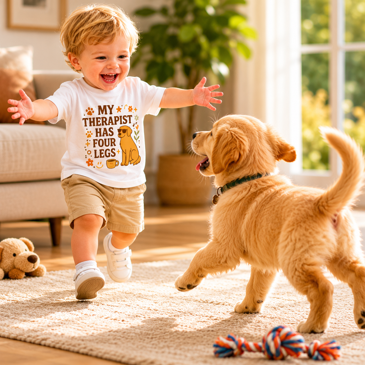 Toddler Tee — "My Therapist Has Four Legs" / "Adopt Love Repeat" Puppy Rescue Shirt