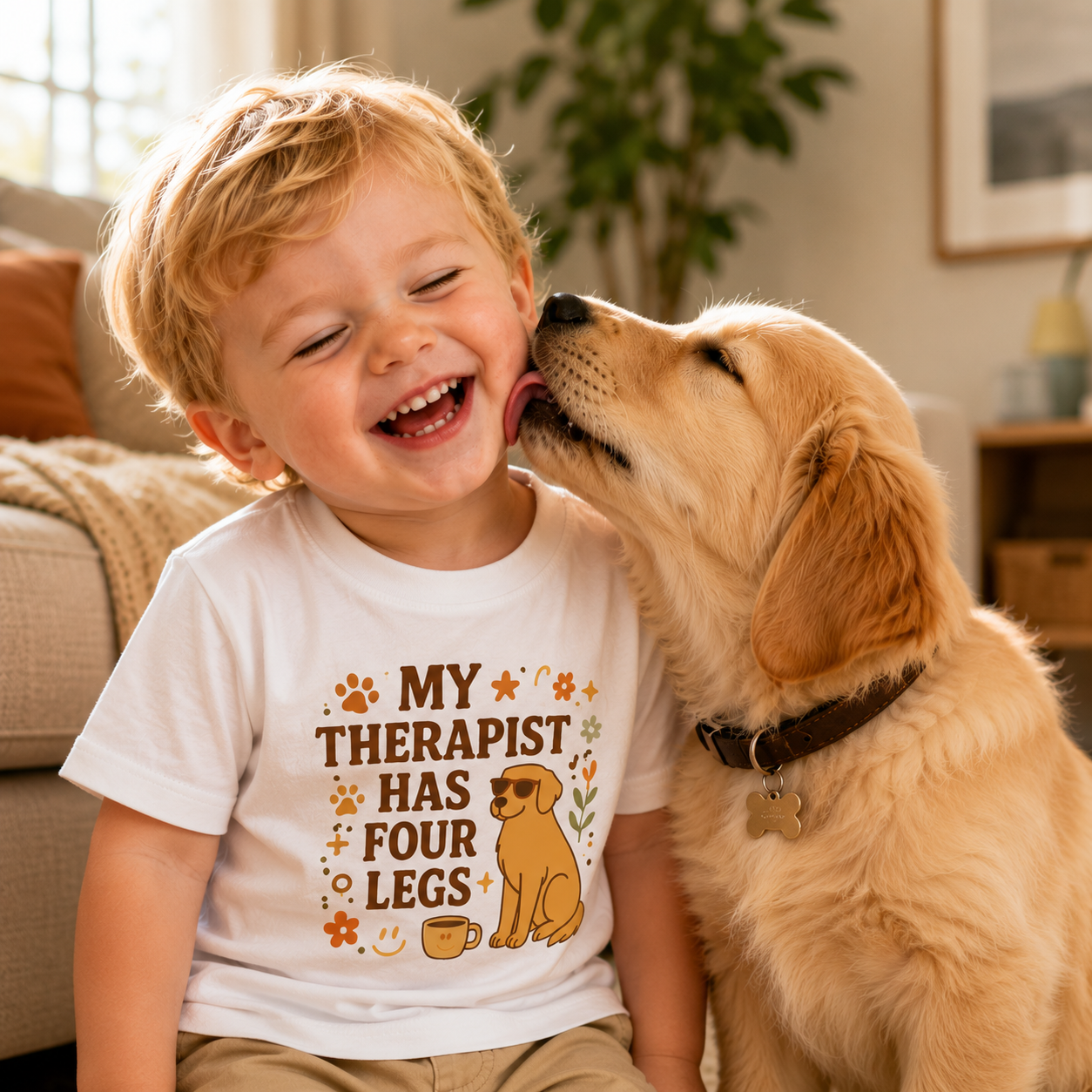 Toddler Tee — "My Therapist Has Four Legs" / "Adopt Love Repeat" Puppy Rescue Shirt