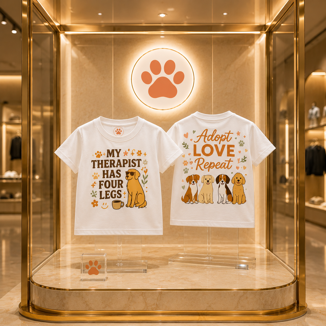 Toddler Tee — "My Therapist Has Four Legs" / "Adopt Love Repeat" Puppy Rescue Shirt