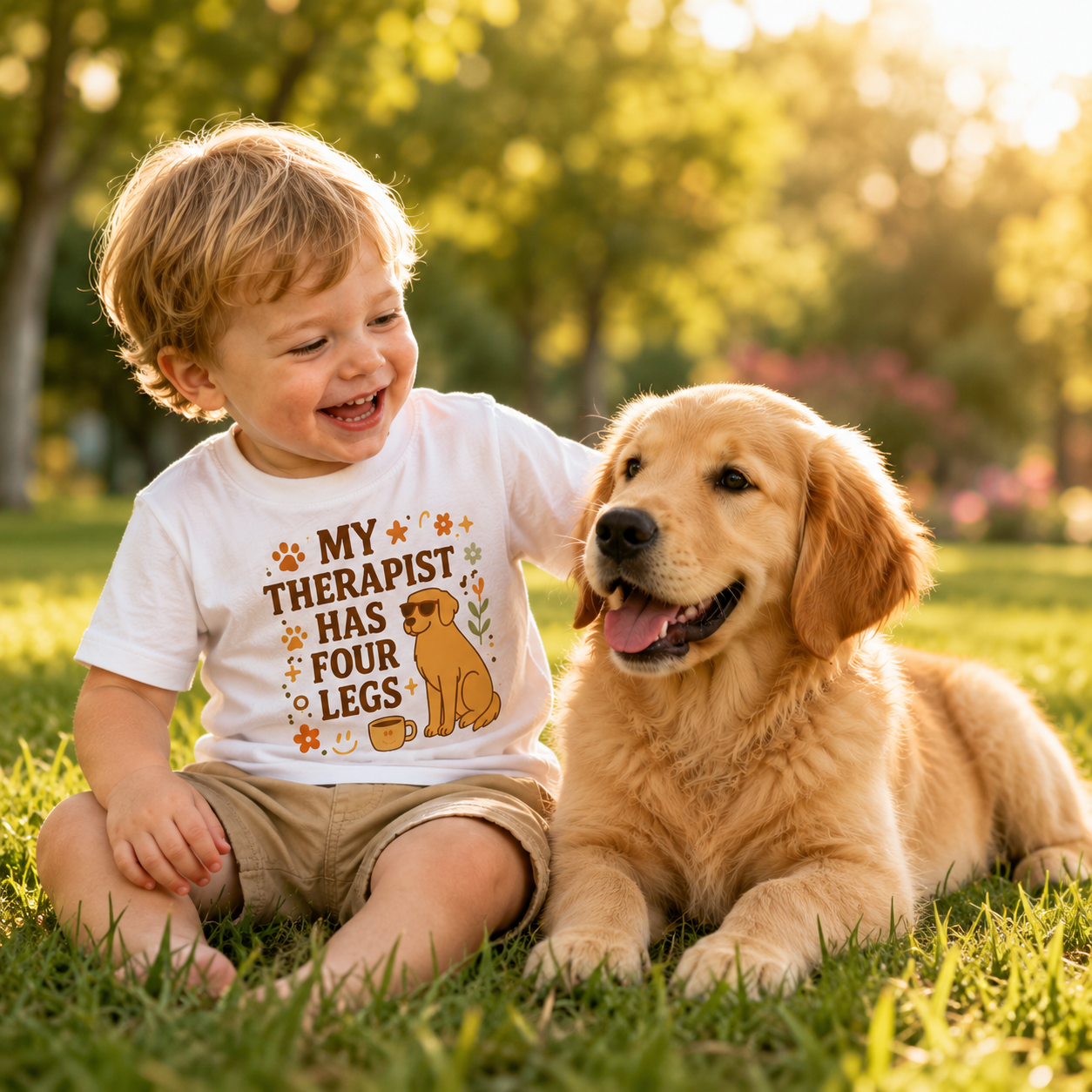 Toddler Tee — "My Therapist Has Four Legs" / "Adopt Love Repeat" Puppy Rescue Shirt