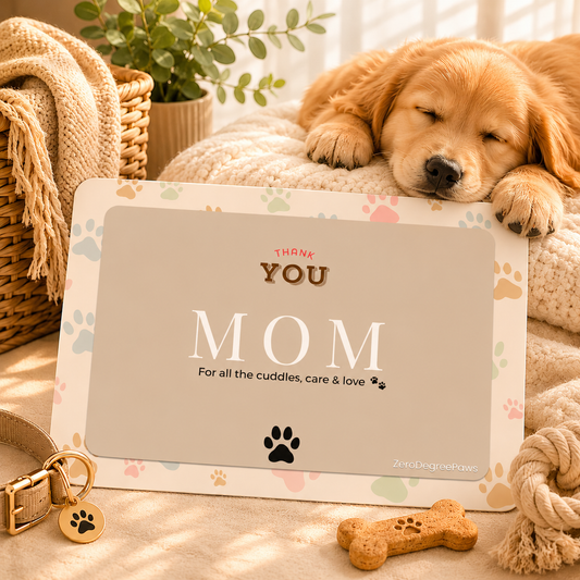 Pet Food Mat — “Thank You Mom” Paw Print Pet Placemat (12x18)