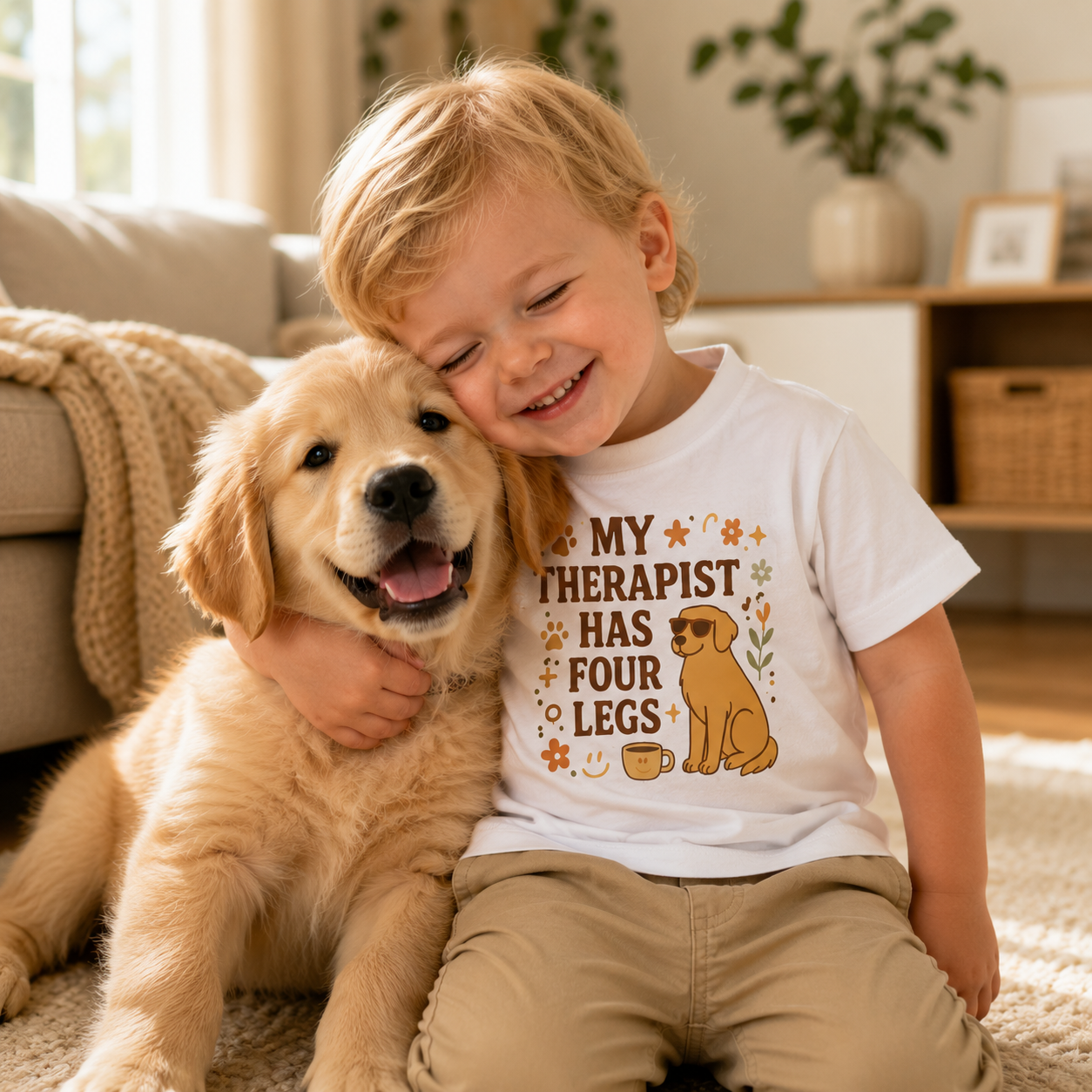 Toddler Tee — "My Therapist Has Four Legs" / "Adopt Love Repeat" Puppy Rescue Shirt