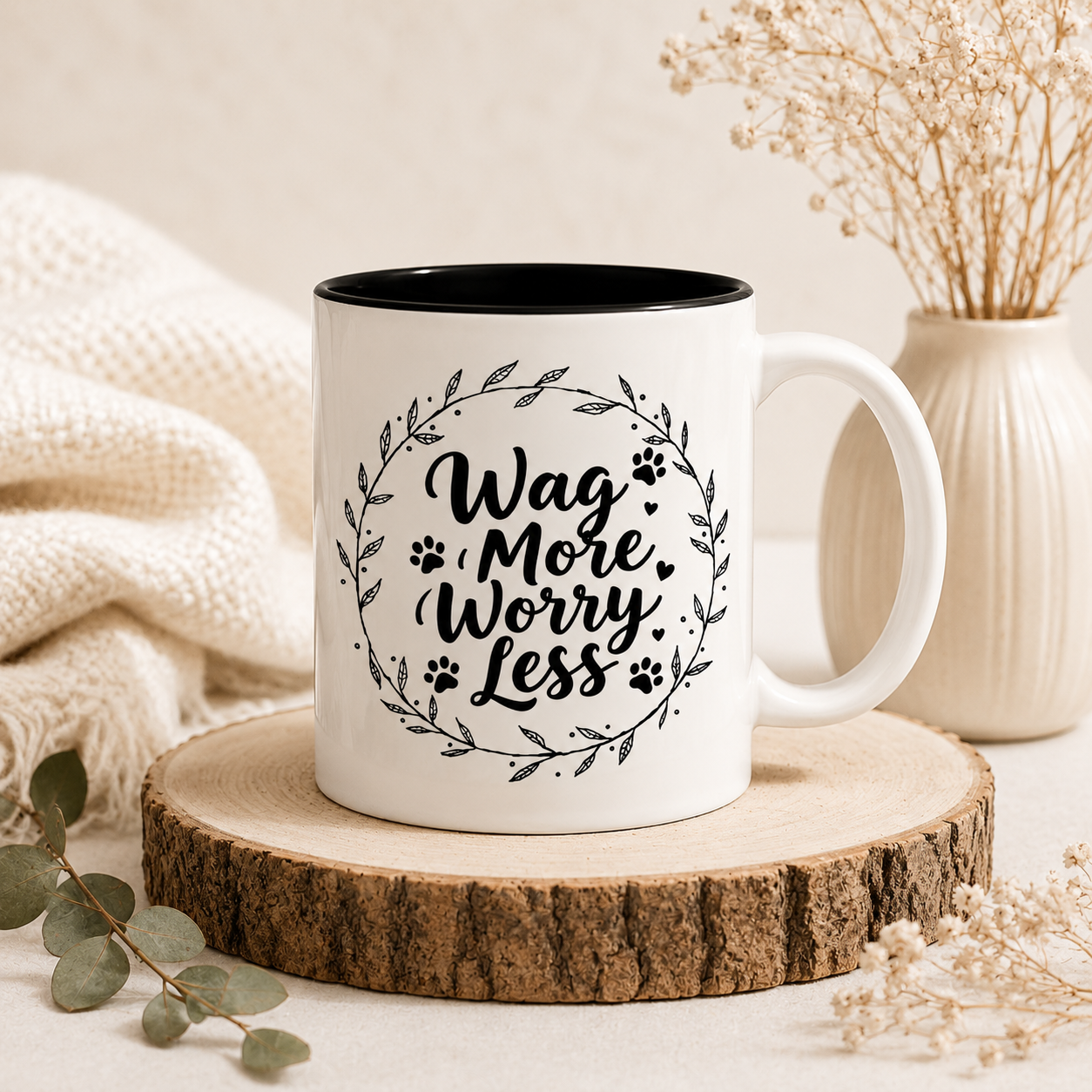 Wag More, Worry Less Dog Lover Coffee Mug — 'Forever Friends' Accent Ceramic Mug (11/15oz)