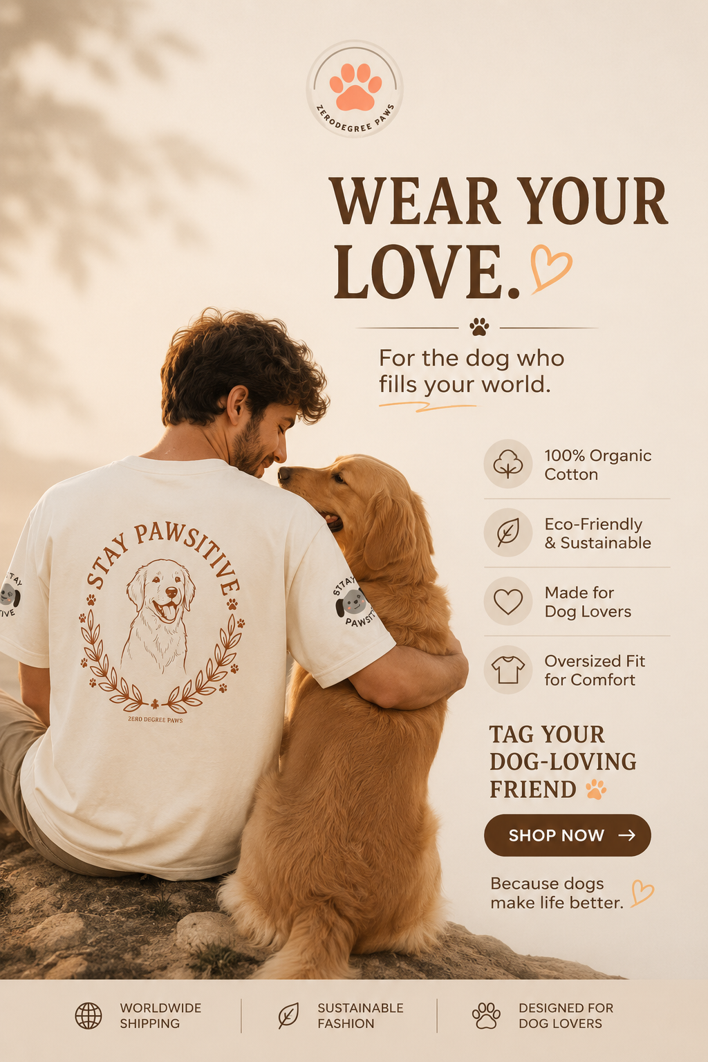 Dog Lover T-Shirt — "Home Is Where My Dog Is" / "Stay Pawsitive"