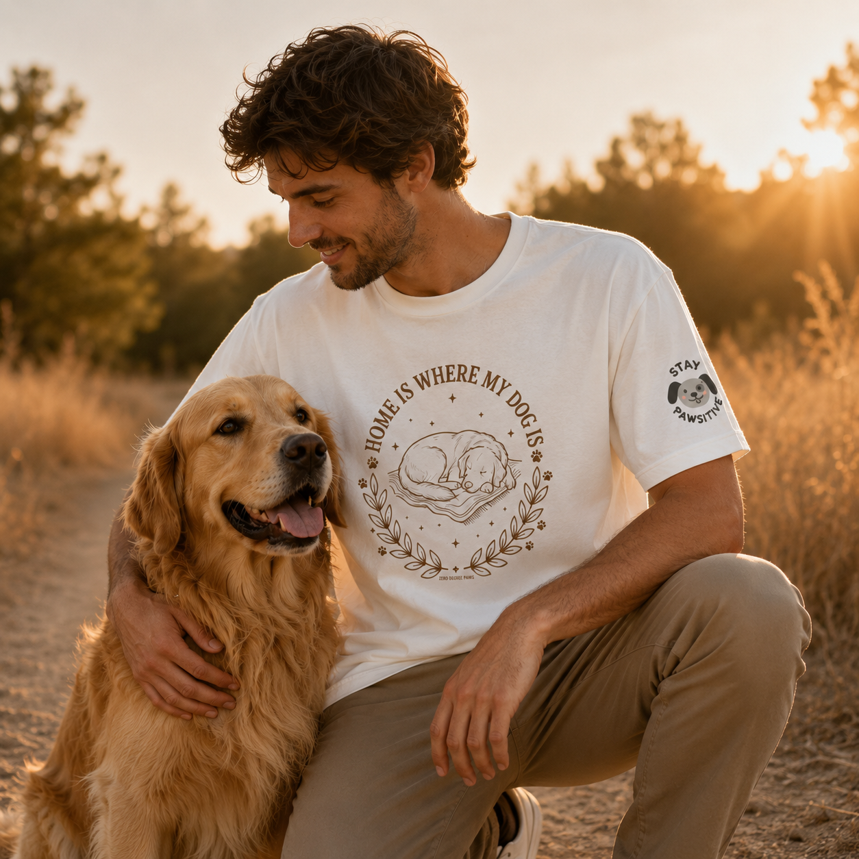 Dog Lover T-Shirt — "Home Is Where My Dog Is" / "Stay Pawsitive"