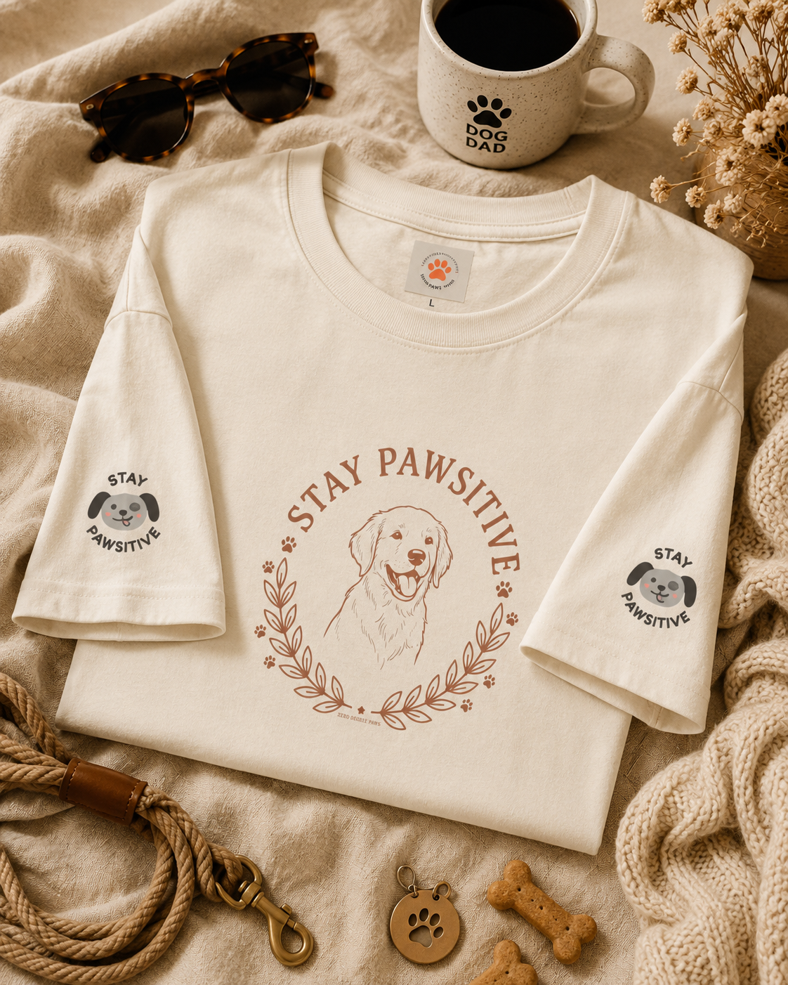 Dog Lover T-Shirt — "Home Is Where My Dog Is" / "Stay Pawsitive"