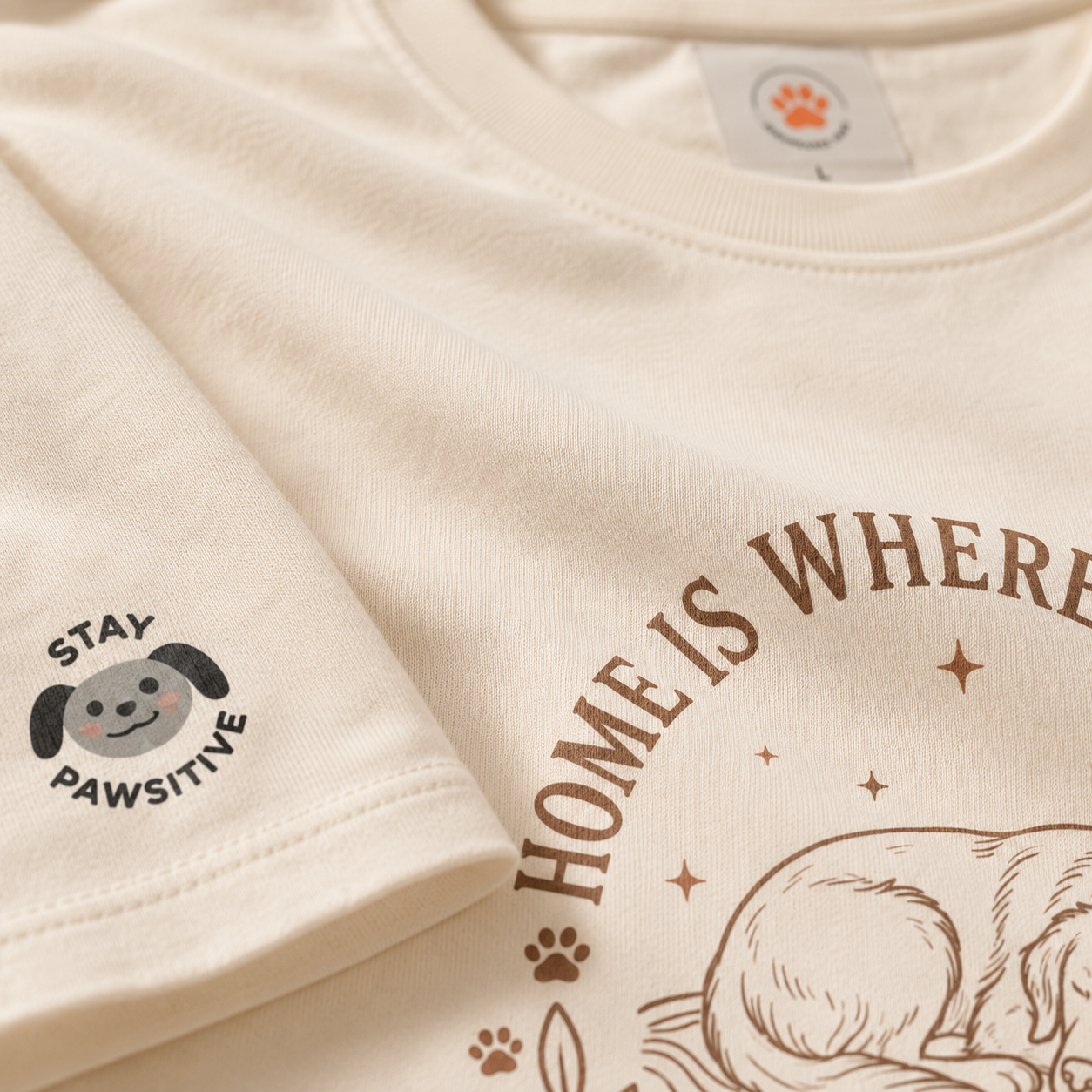 Dog Lover T-Shirt — "Home Is Where My Dog Is" / "Stay Pawsitive"
